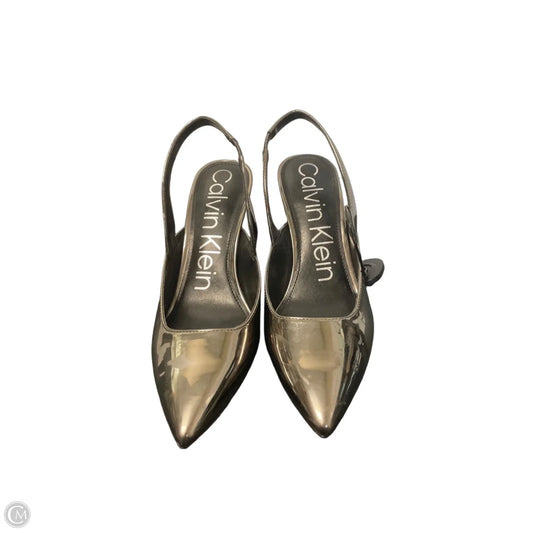Shoes Heels Stiletto By Calvin Klein In Silver, Size: 8.5