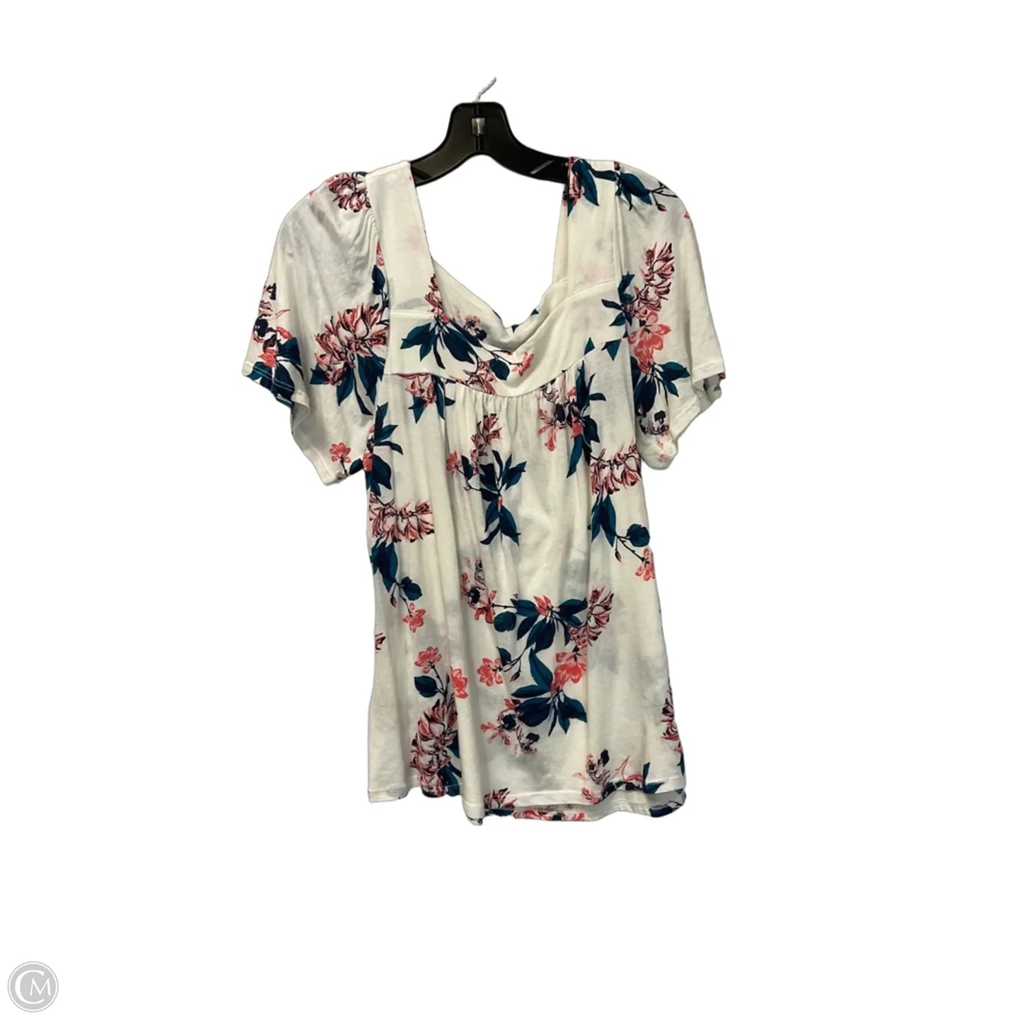 Top Short Sleeve By Lucky Brand In Floral Print, Size: M