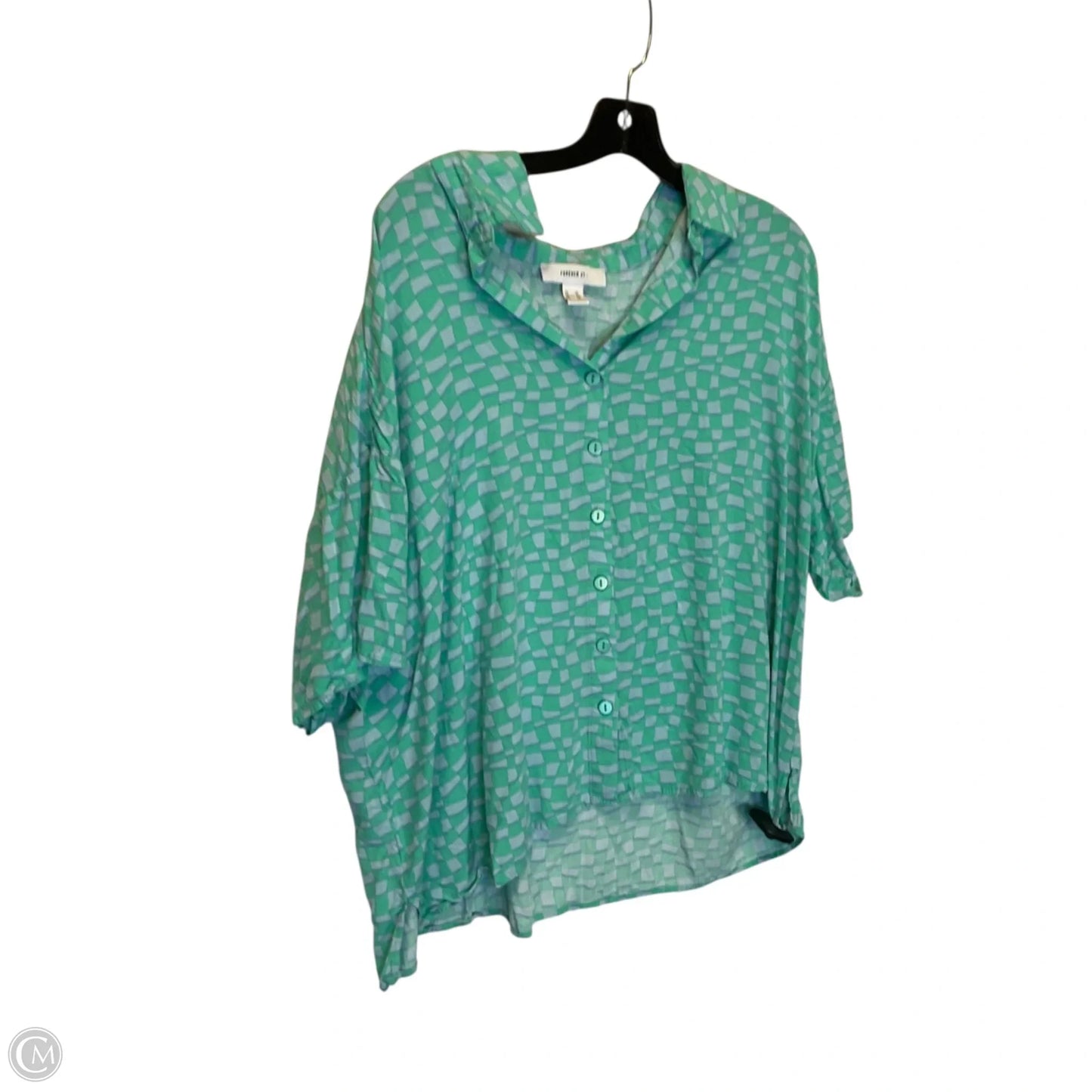 Top Short Sleeve By Forever 21 In Blue & Green, Size: 2x