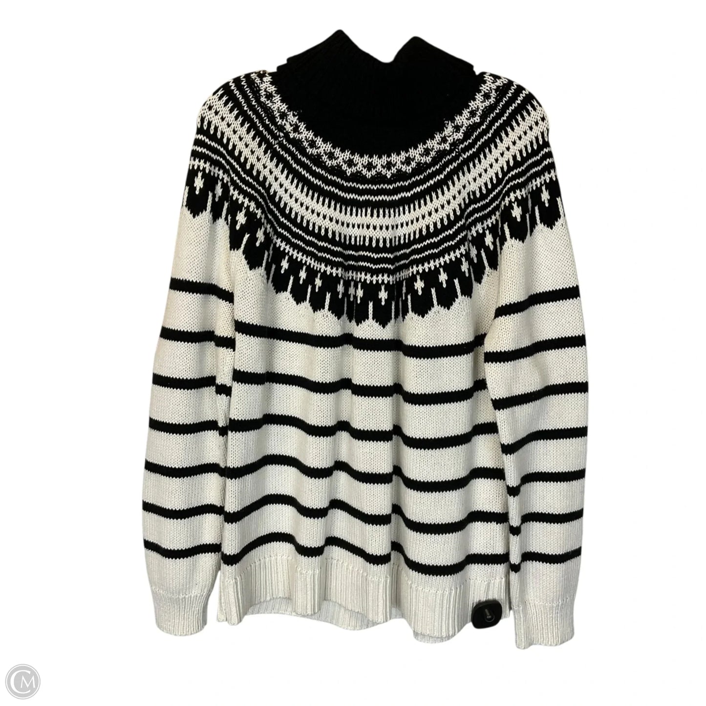 Sweater By Lauren By Ralph Lauren In Black & White, Size: Xl