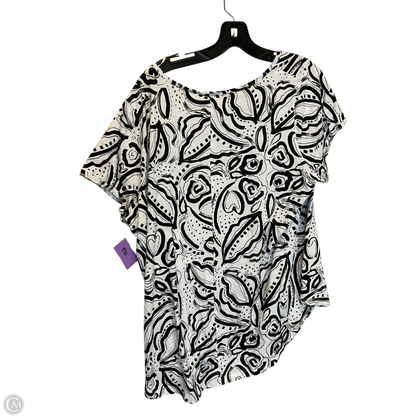 Top Short Sleeve By C And C In Black & White, Size: 2x