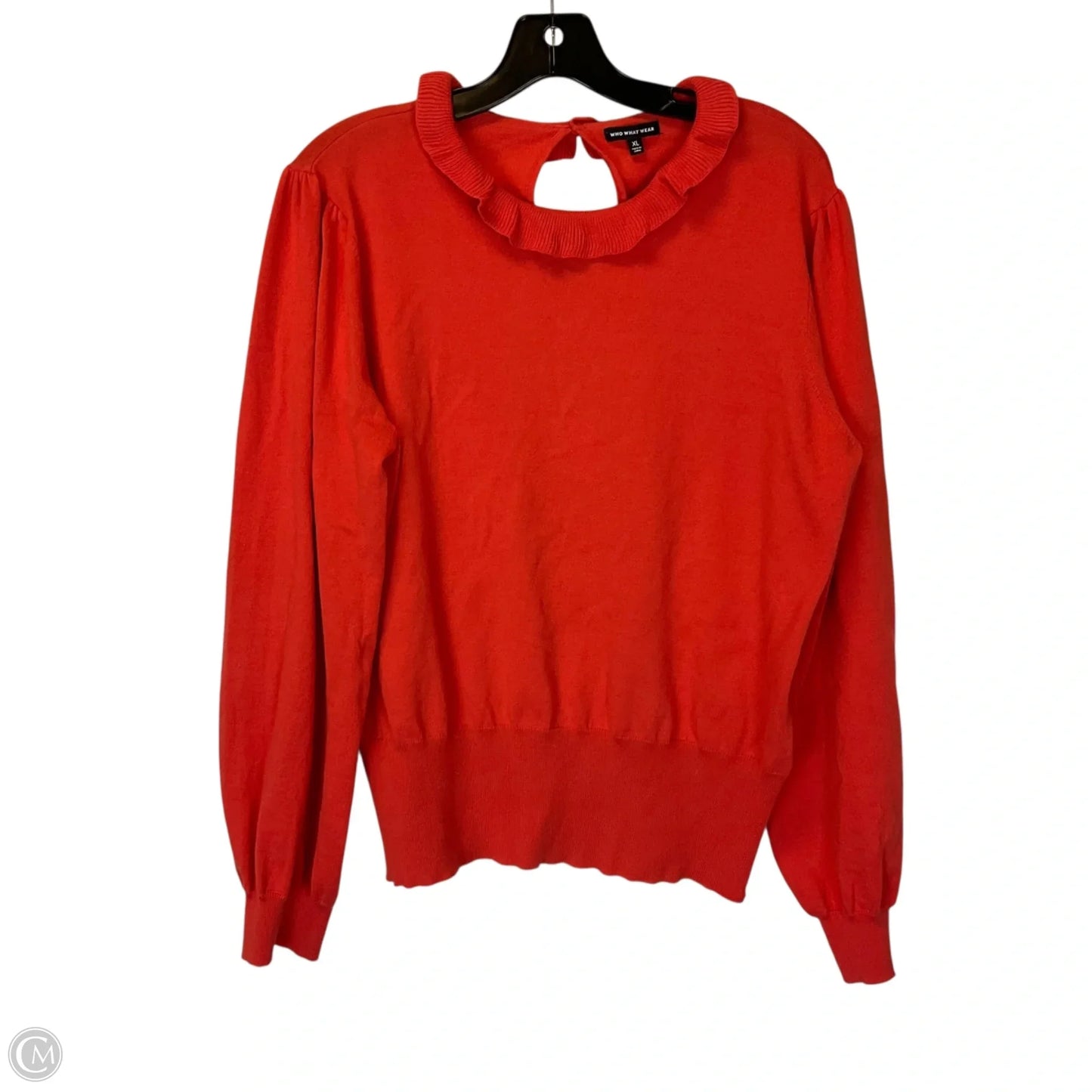 Top Long Sleeve Basic By Who What Wear In Orange, Size: Xl