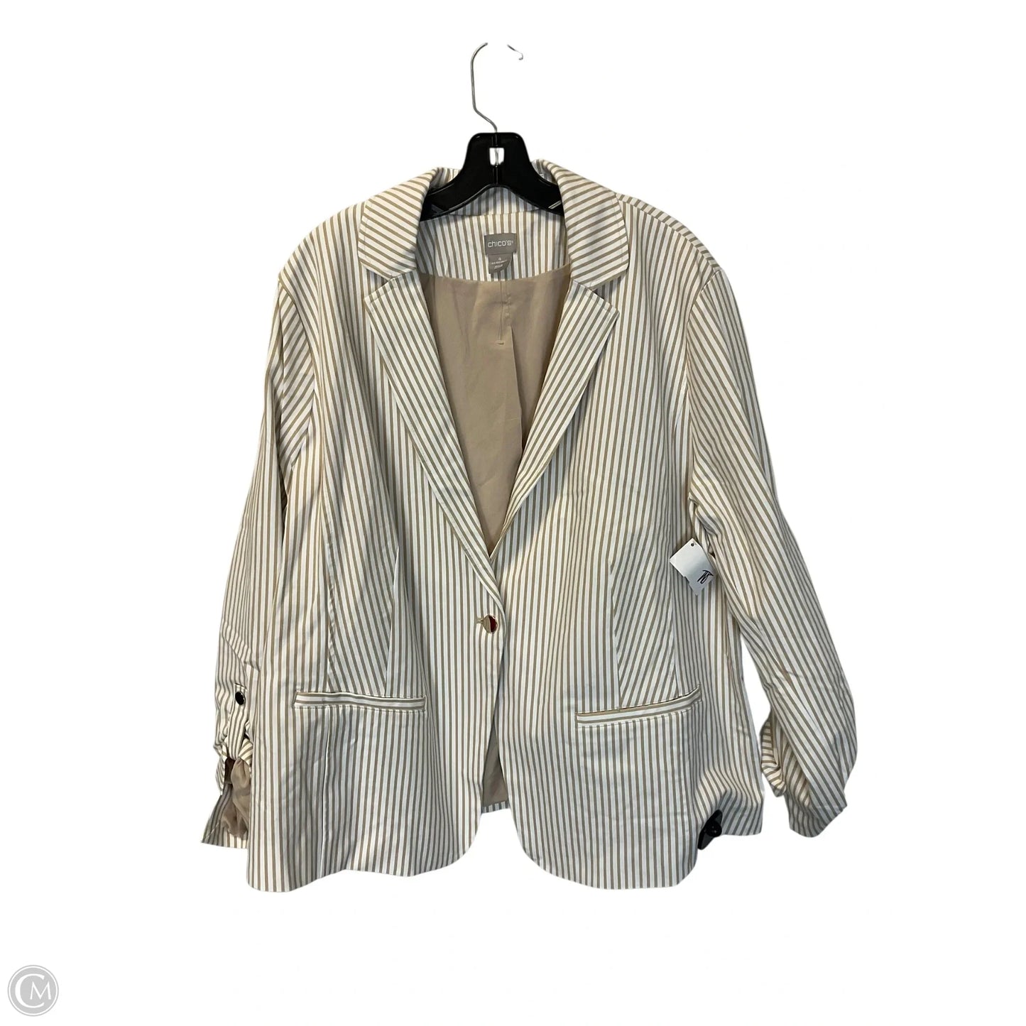 Blazer By Chicos In Striped Pattern, Size: Xl