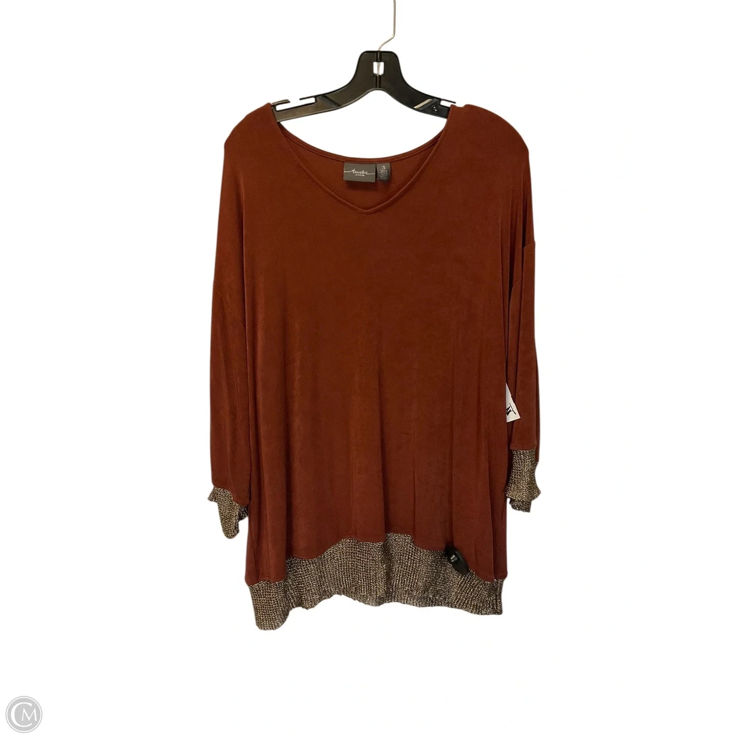 Top Long Sleeve Basic By Chicos In Brown, Size: L