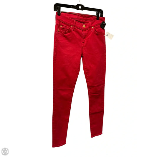 Jeans Skinny By 7 For All Mankind In Red Denim, Size: 4