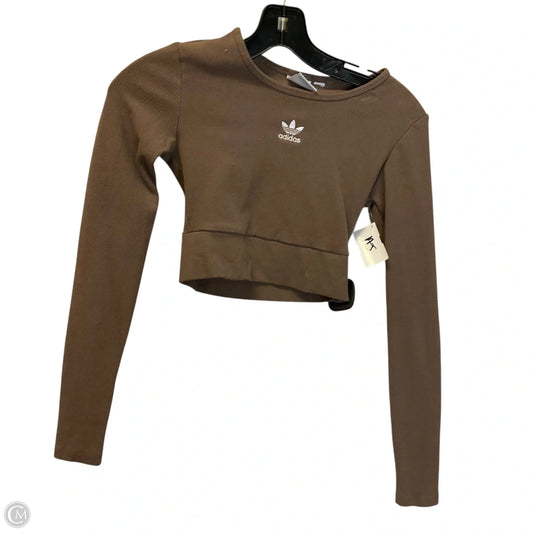 Top Long Sleeve By Adidas In Brown, Size: Xs