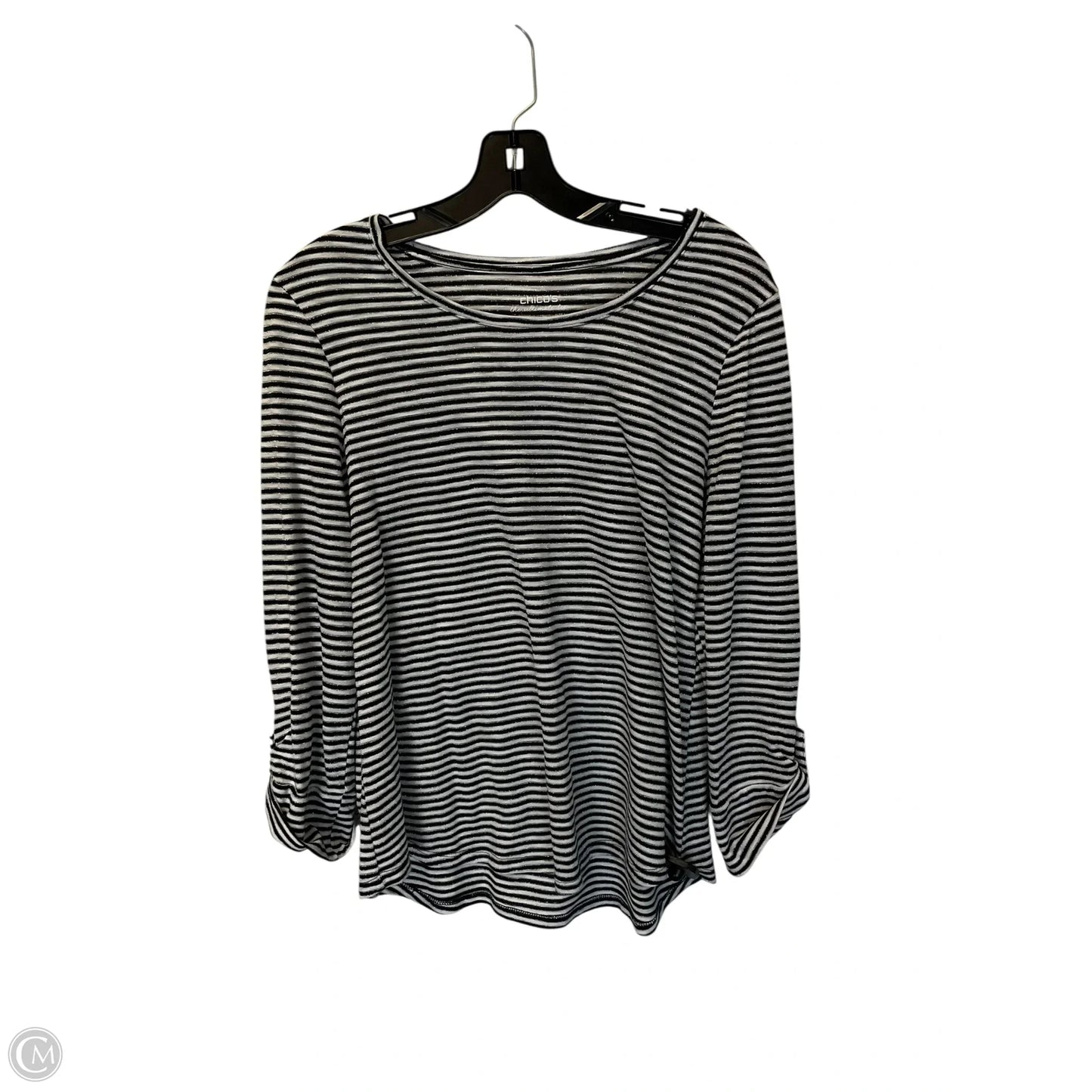 Top Long Sleeve Basic By Chicos In Striped Pattern, Size: M