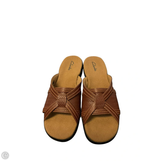 Sandals Heels Wedge By Clarks In Brown, Size: 7