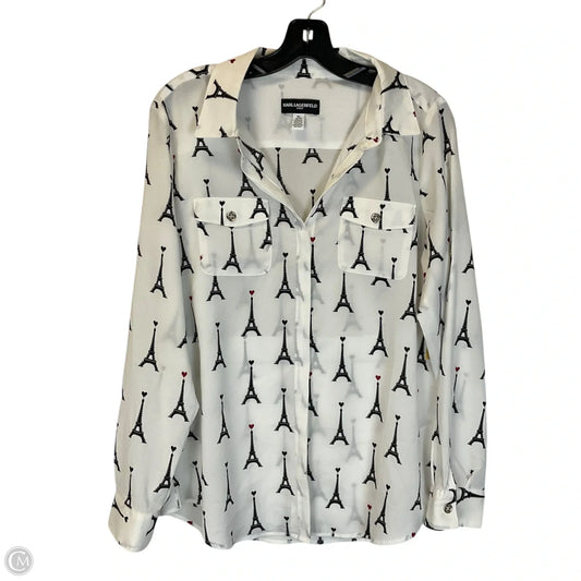 Top Long Sleeve Designer By Karl Lagerfeld In White, Size: M