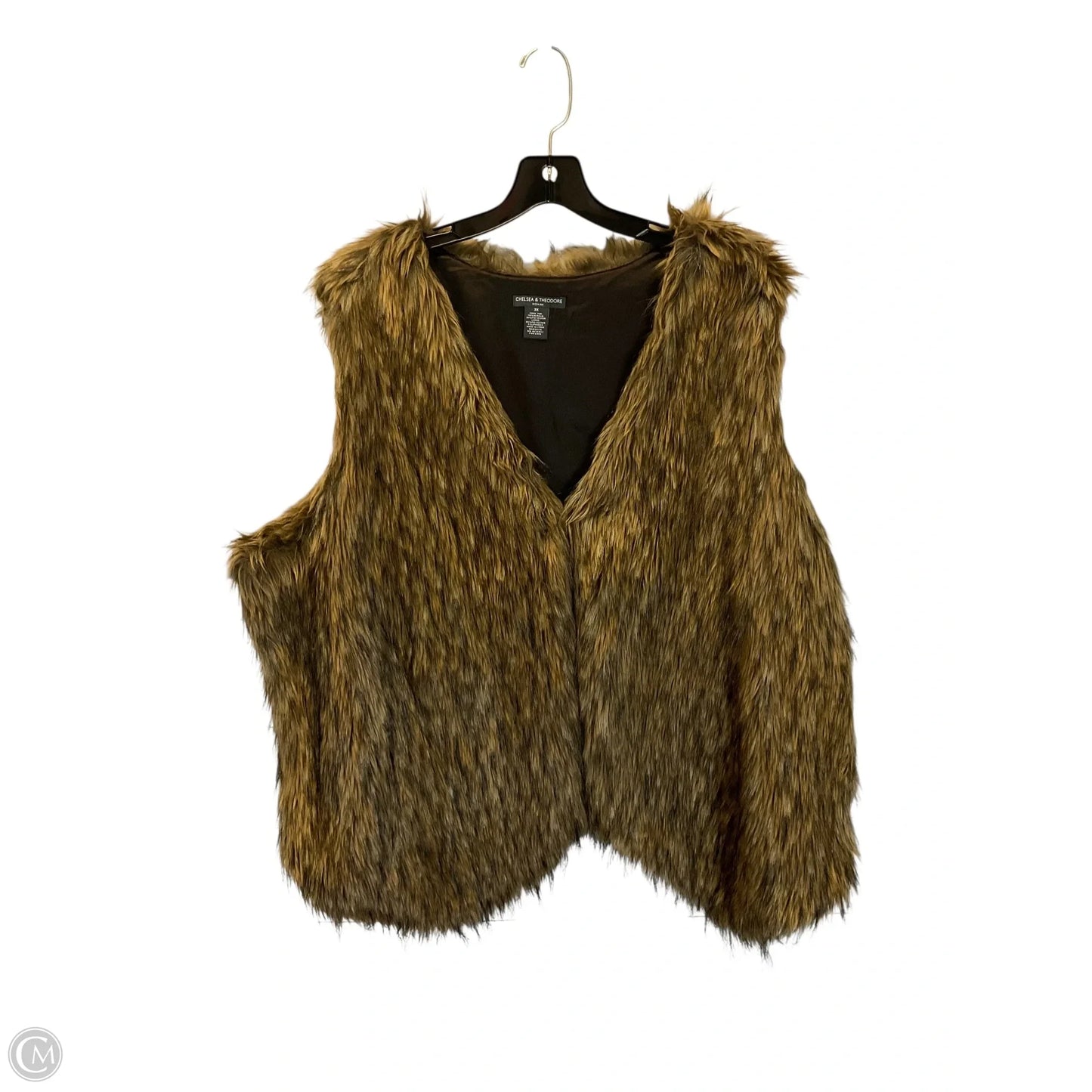 Vest Faux Fur & Sherpa By Chelsea And Theodore In Brown, Size: 3x