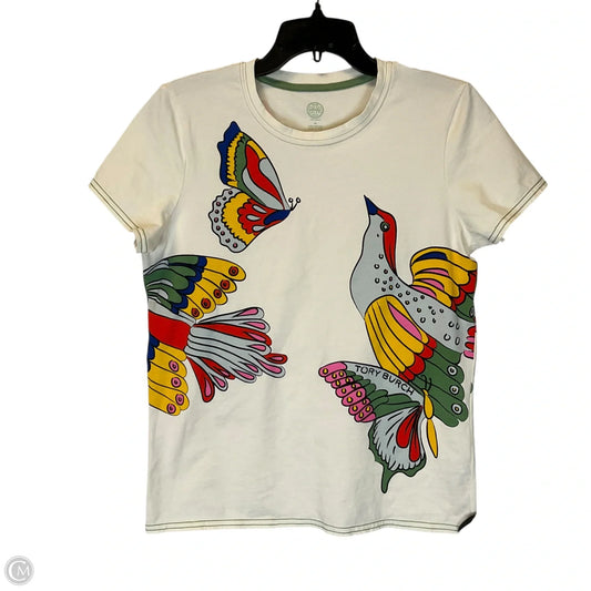 Top Short Sleeve Designer By Tory Burch In Cream, Size: M