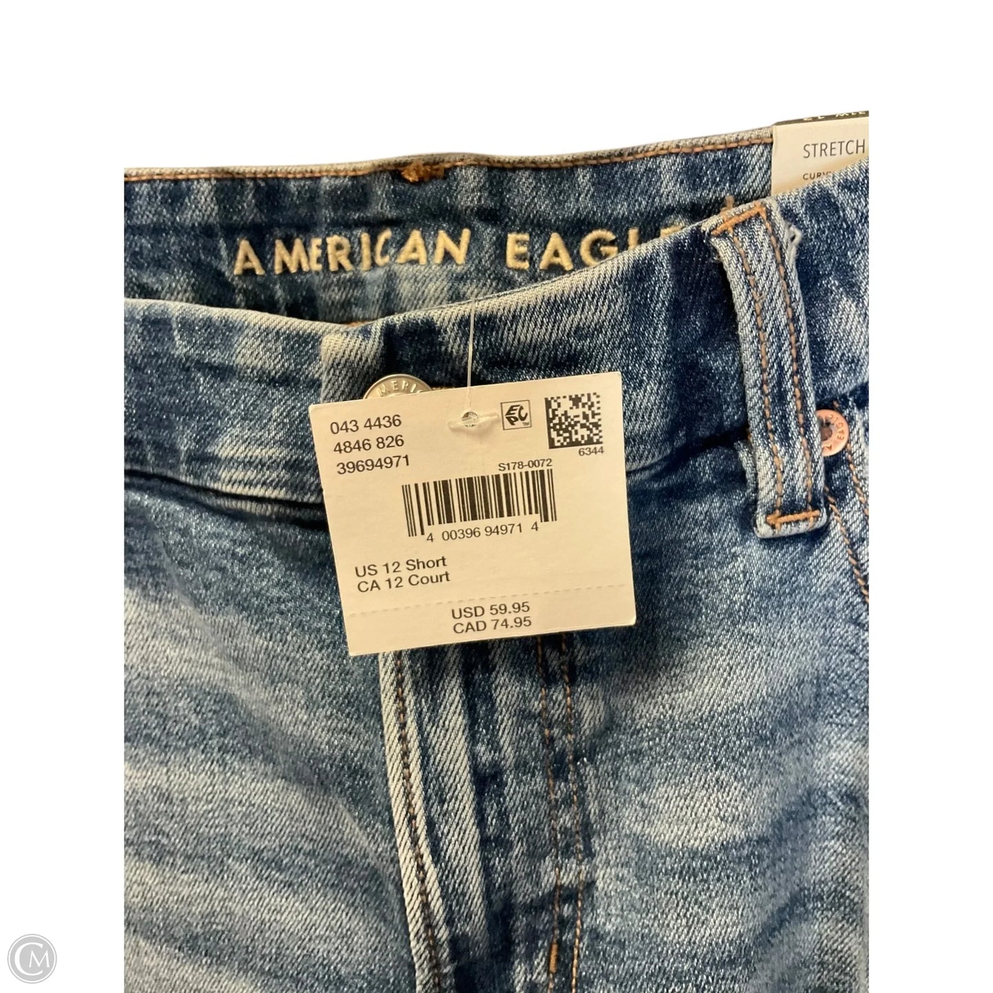 Jeans Straight By American Eagle In Blue Denim, Size: 12