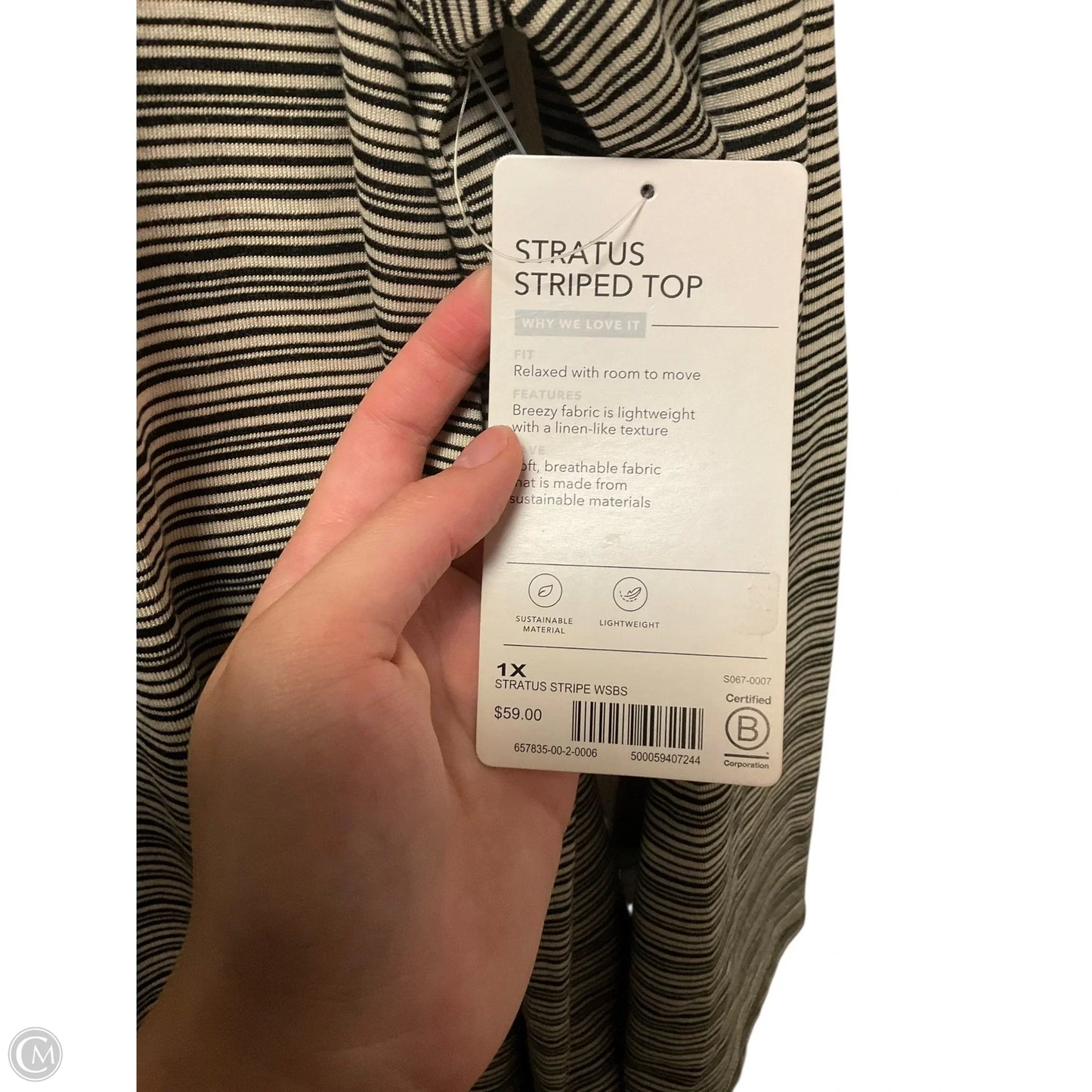 Top Long Sleeve Basic By Athleta In Striped Pattern, Size: 1x