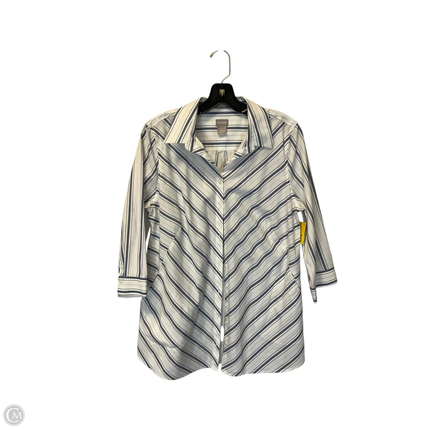 Top Long Sleeve Basic By Chicos In Striped Pattern, Size: M