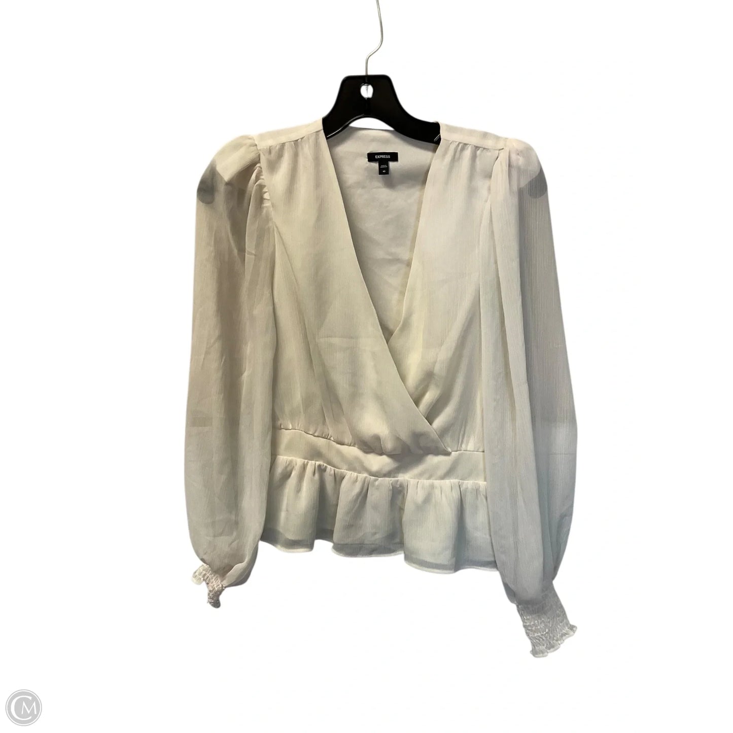 Top Long Sleeve By Express In White, Size: Xs