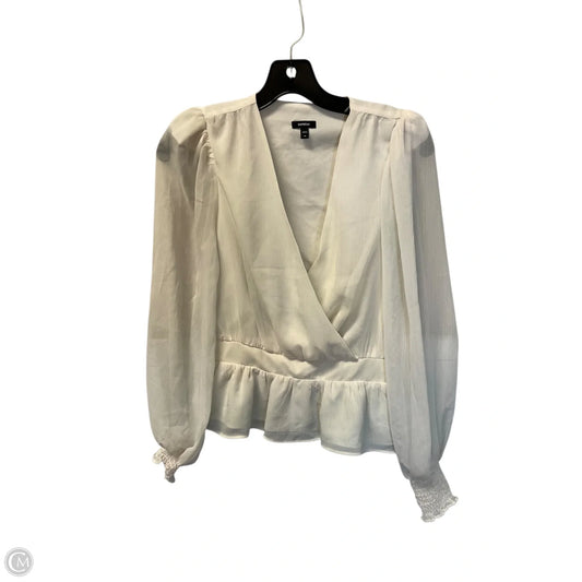 Top Long Sleeve By Express In White, Size: Xs