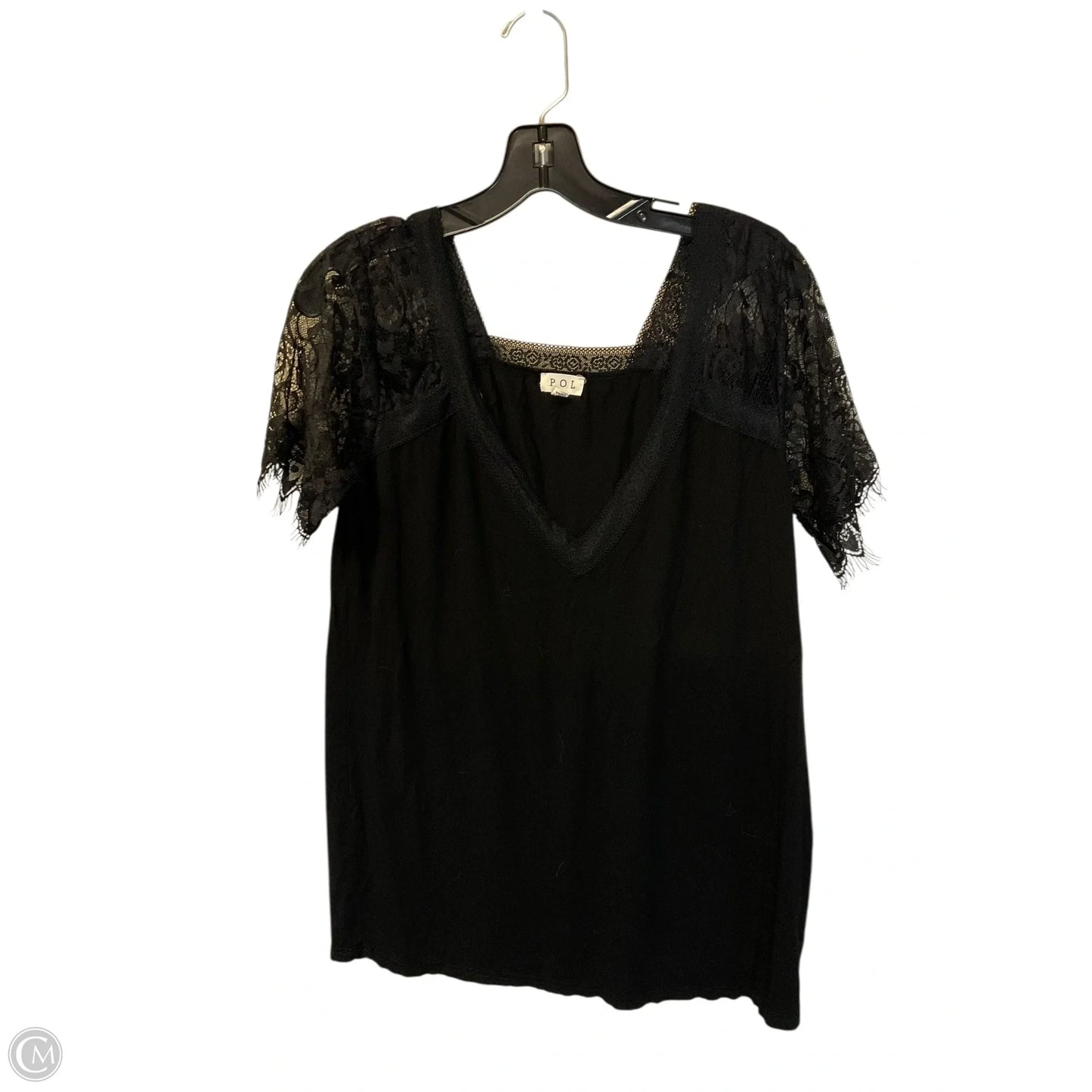Top Short Sleeve By Pol In Black, Size: L