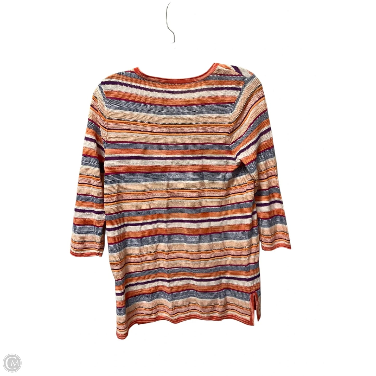Top 3/4 Sleeve By Chicos In Striped Pattern, Size: S