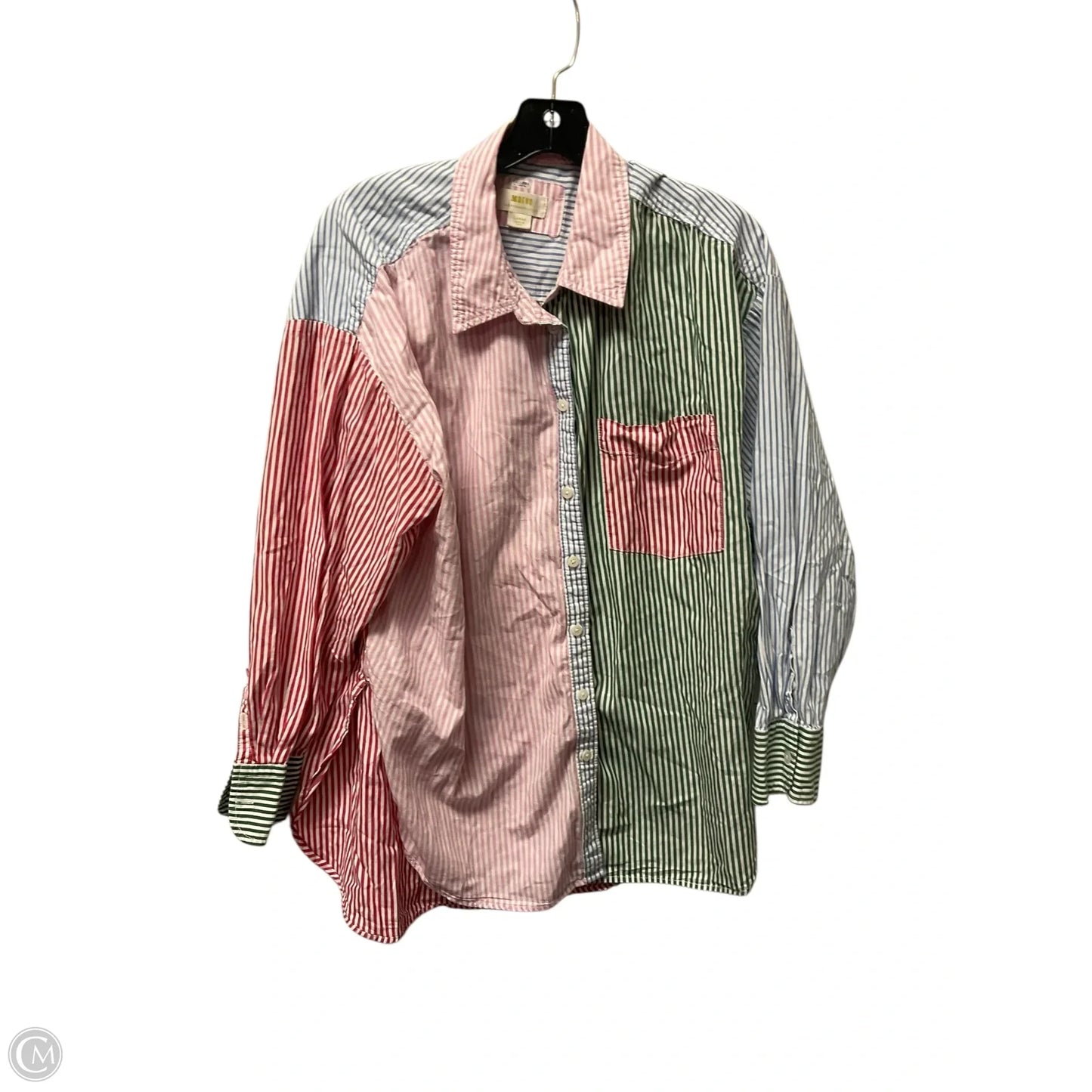 Top Long Sleeve By Maeve In Striped Pattern, Size: L