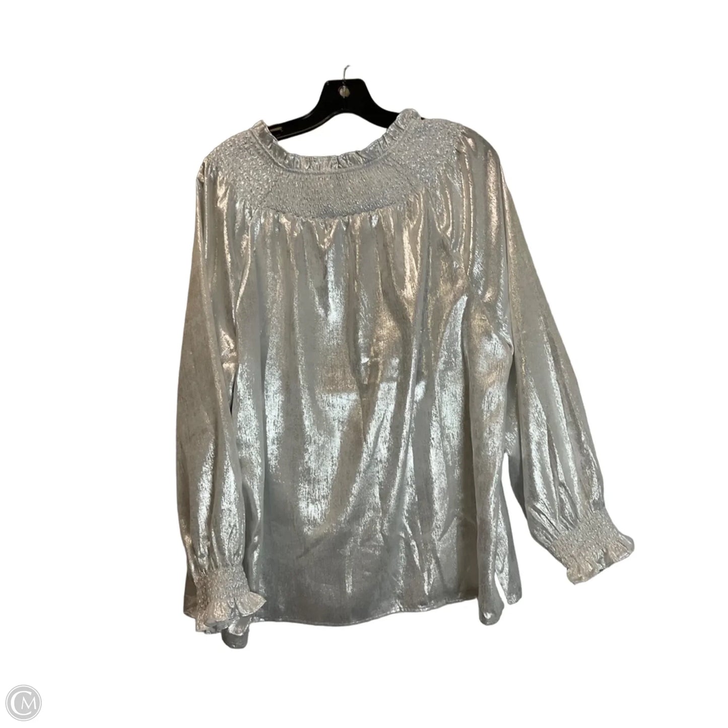 Top Long Sleeve By Talbots In Silver, Size: 1x