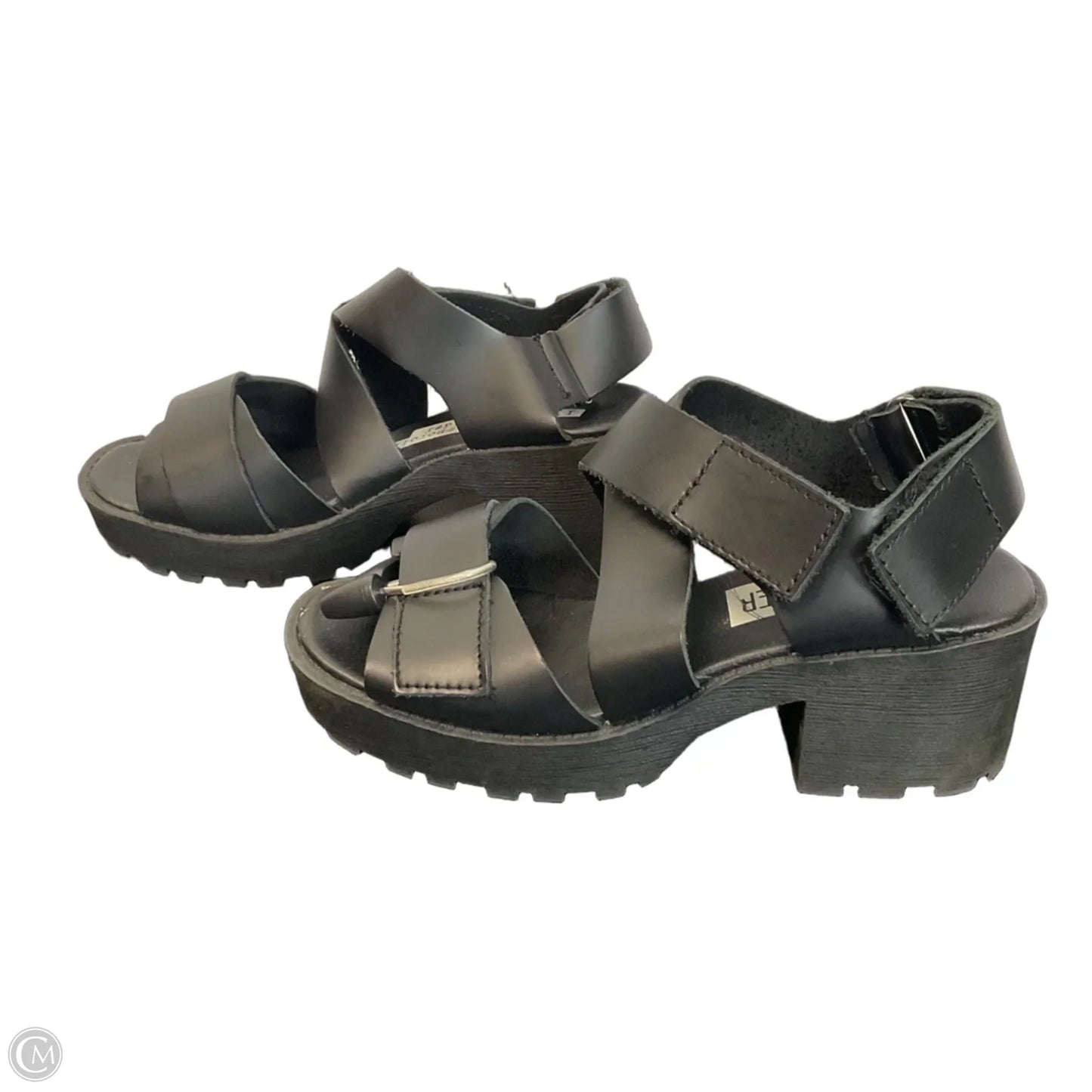 Sandals Heels Block By Clothes Mentor In Black, Size: 7.5