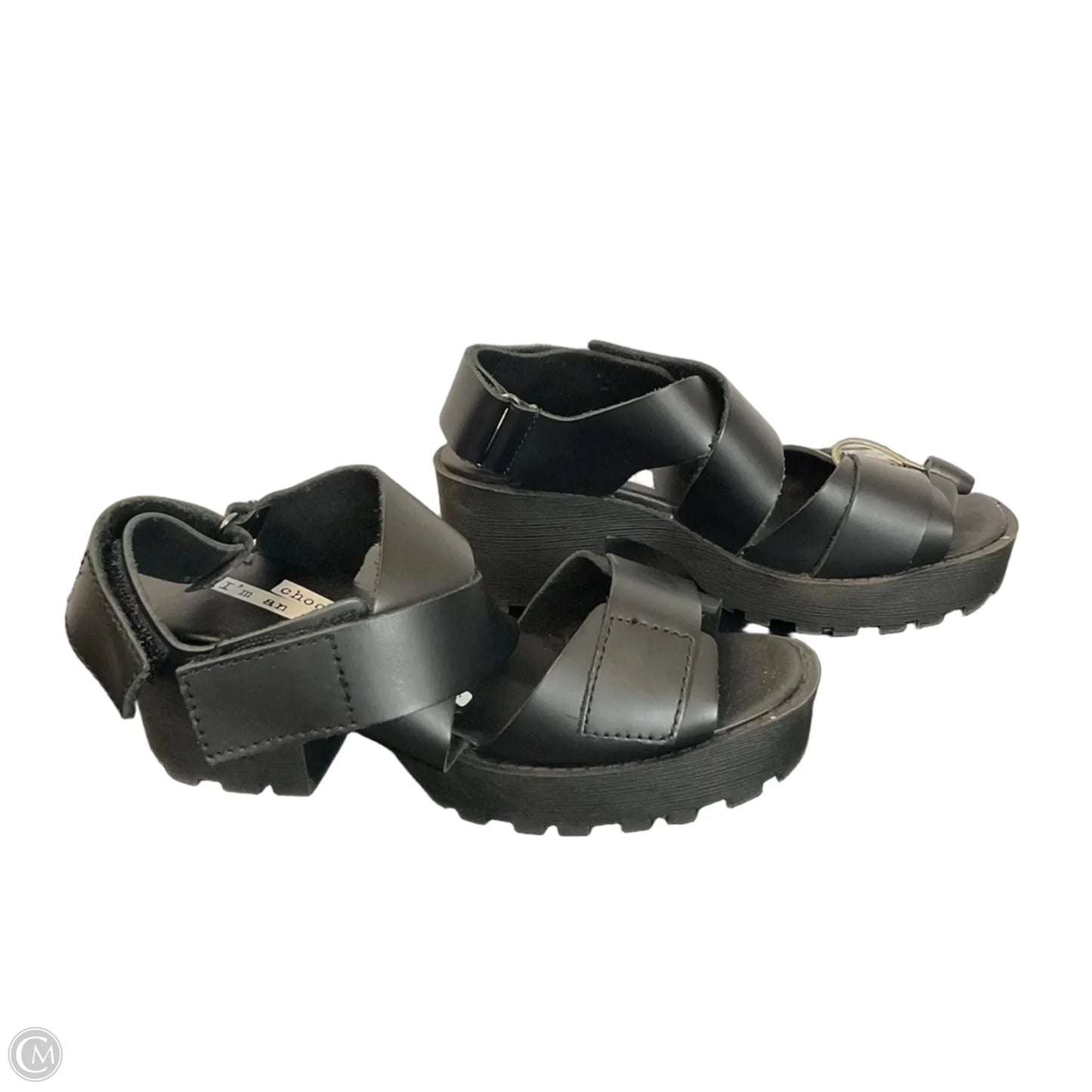 Sandals Heels Block By Clothes Mentor In Black, Size: 7.5