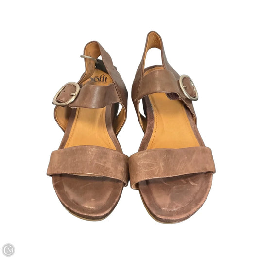 Sandals Heels Wedge By Sofft In Brown, Size: 7.5