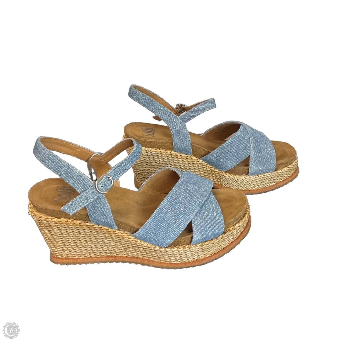 Sandals Heels Wedge By Sofft In Blue, Size: 7.5