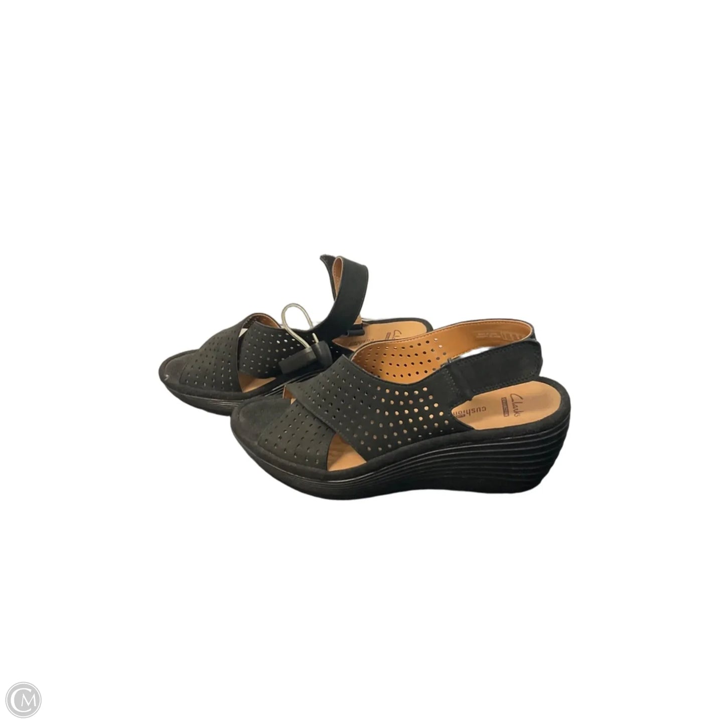 Sandals Heels Wedge By Clarks In Black, Size: 7.5