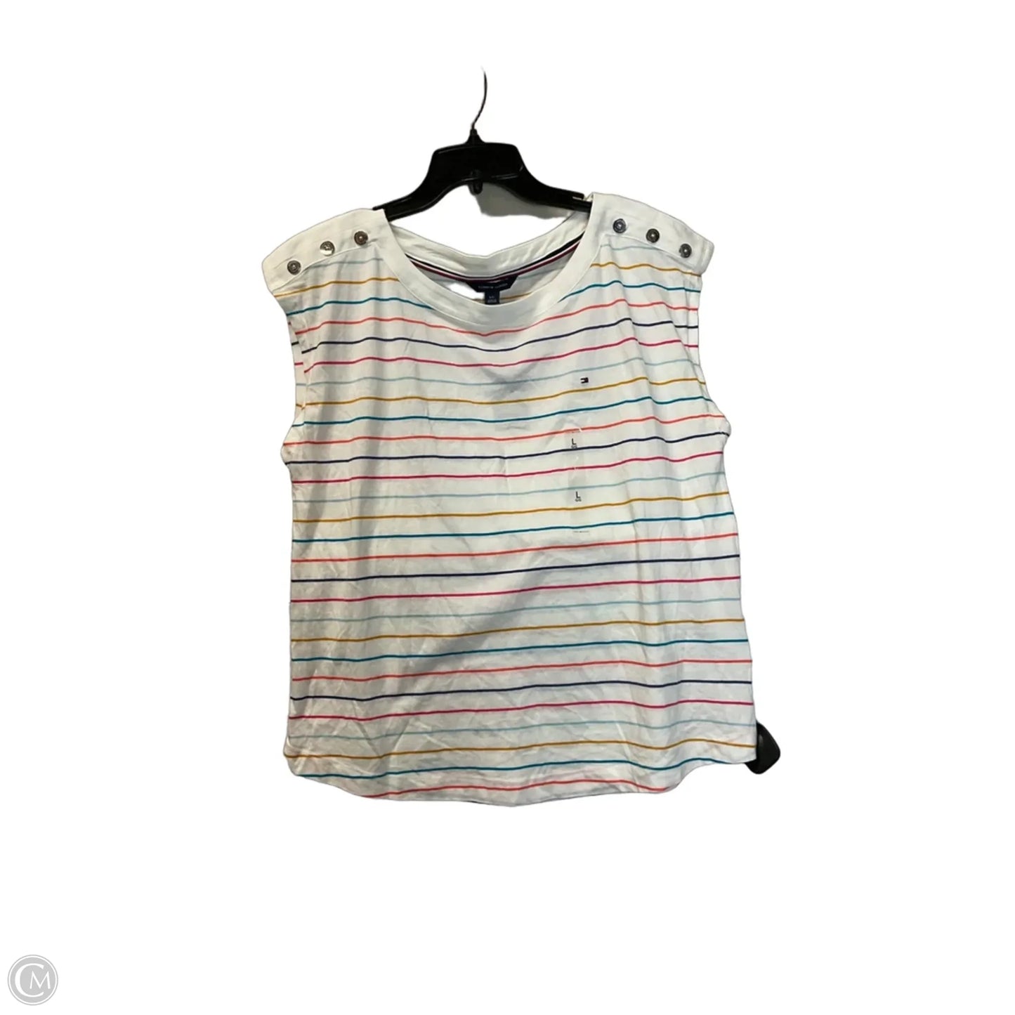 Top Short Sleeve Basic By Tommy Hilfiger In Striped Pattern, Size: L