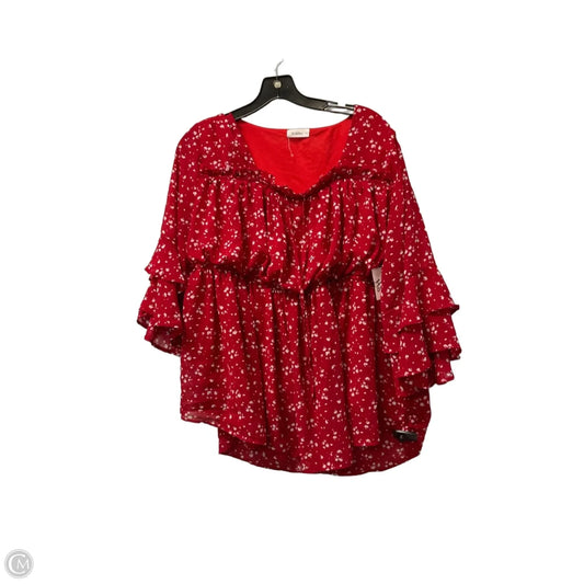 Top 3/4 Sleeve By Clothes Mentor In Red, Size: 2x