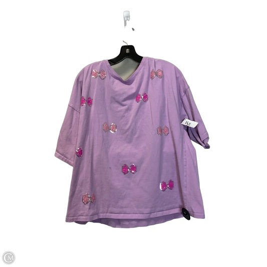 Top Short Sleeve By Peach Love Cream California In Purple, Size: L