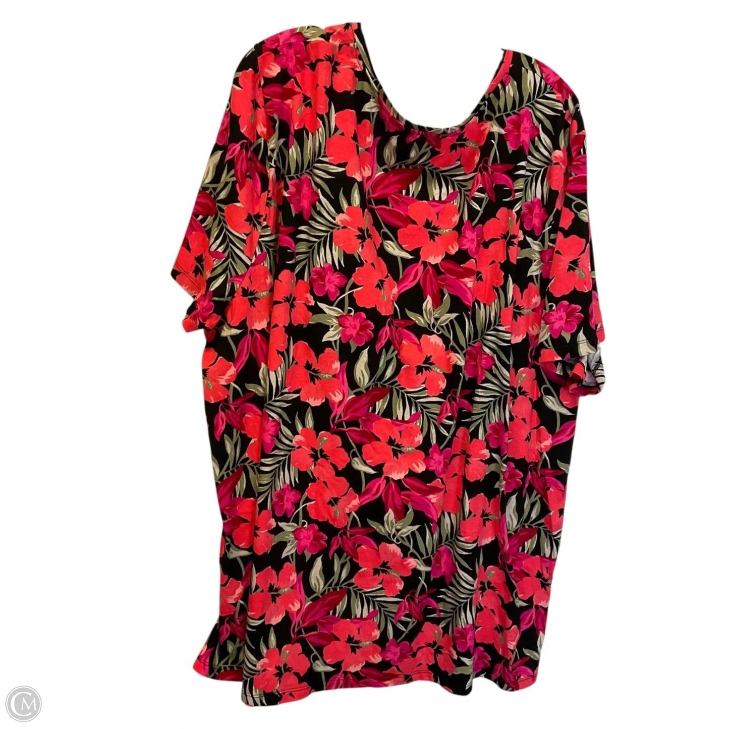 Top Short Sleeve Basic By Catherines In Floral Print, Size: 3x