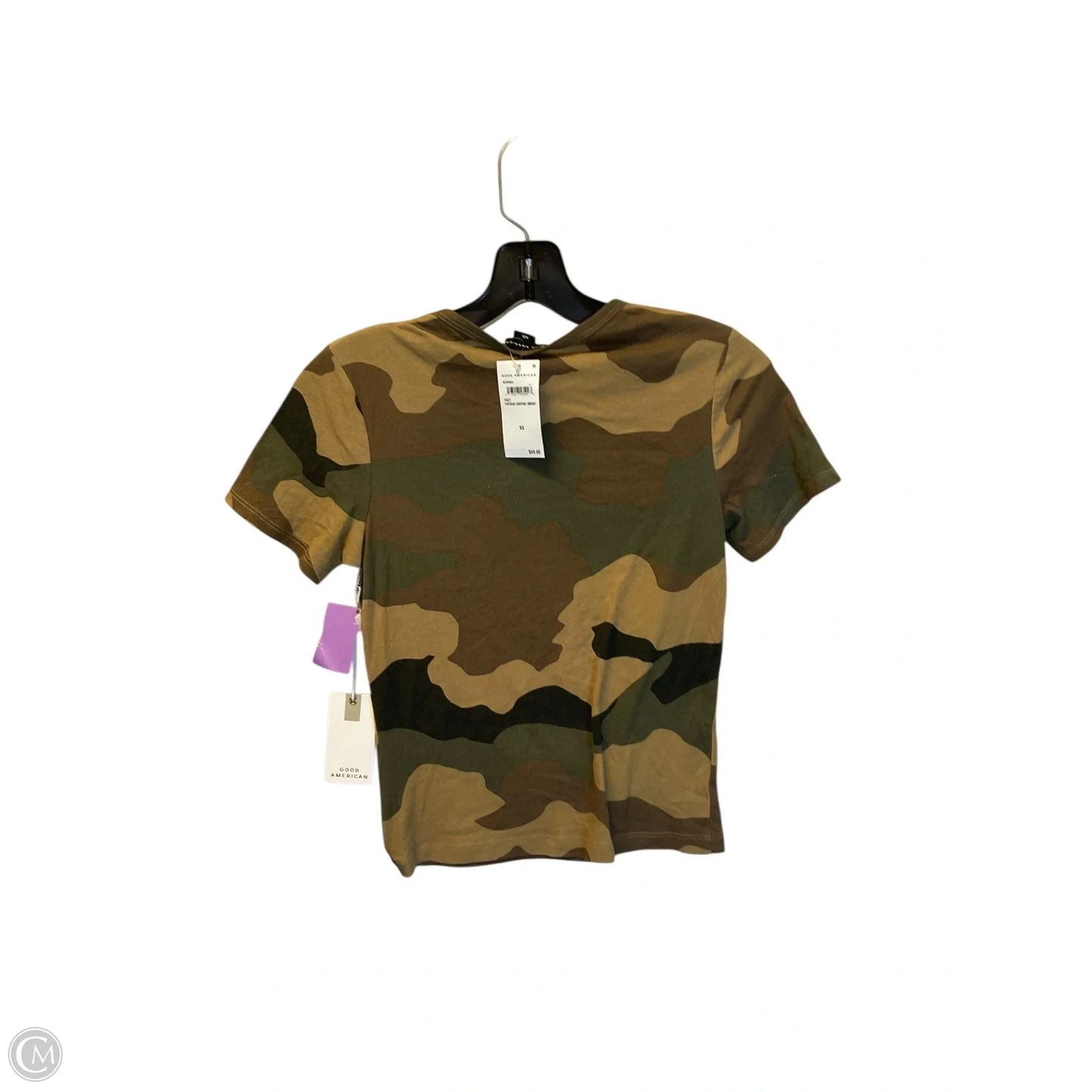 Top Short Sleeve By Good American In Camouflage Print, Size: Xs