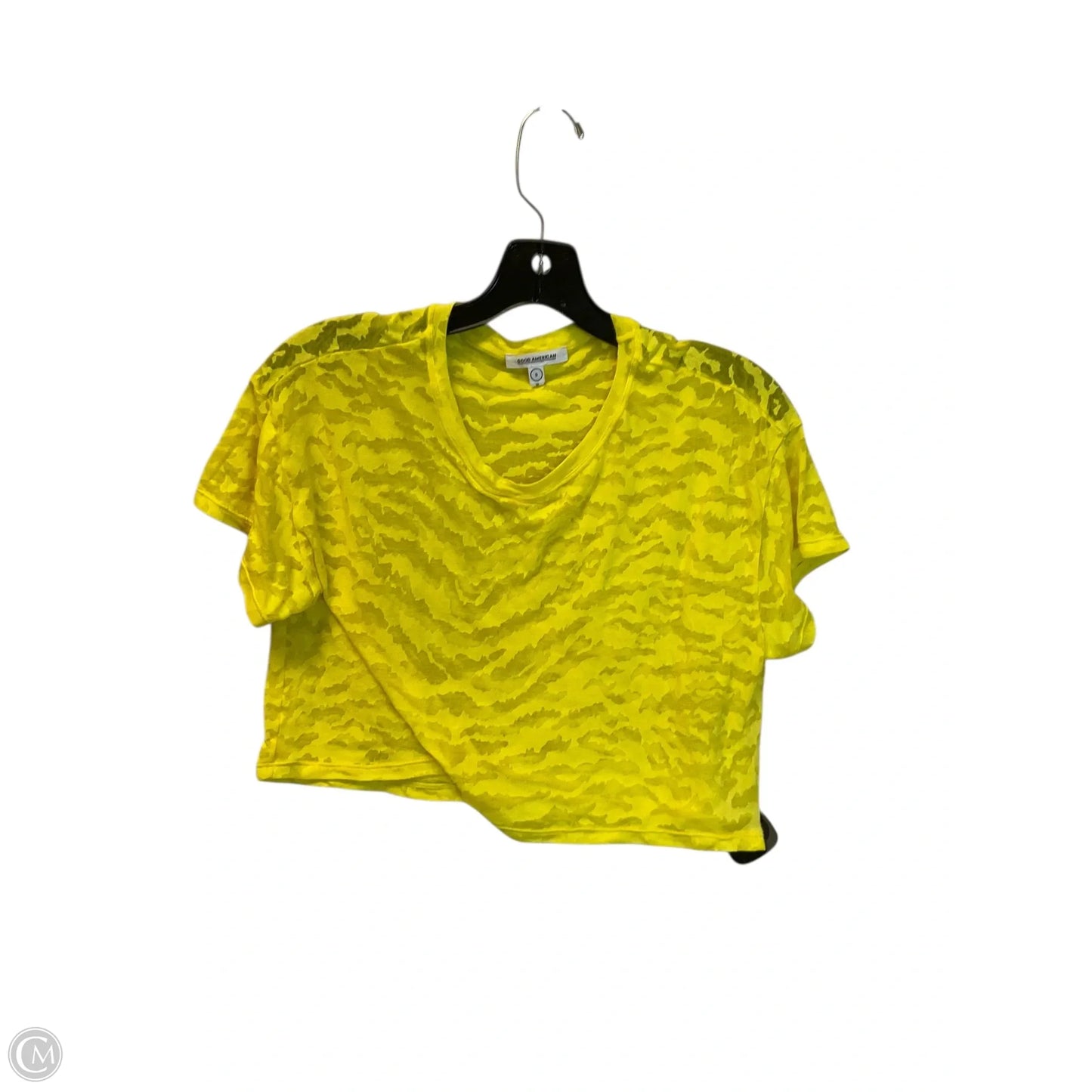 Top Short Sleeve By Good American In Yellow, Size: Xs