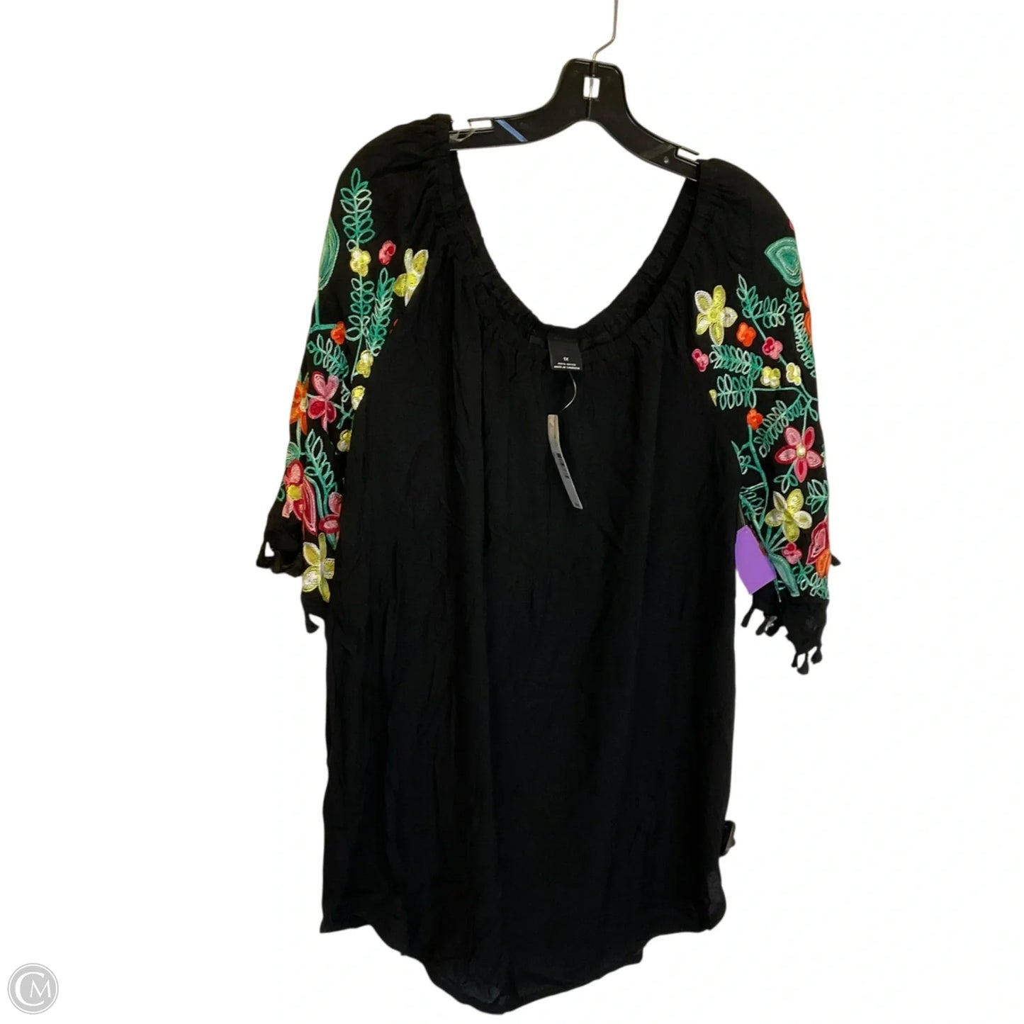 Top Short Sleeve By New Directions In Black, Size: 1x