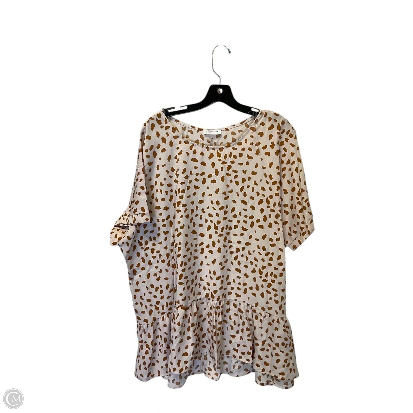 Top Short Sleeve By Chicsoul In Tan, Size: 3x