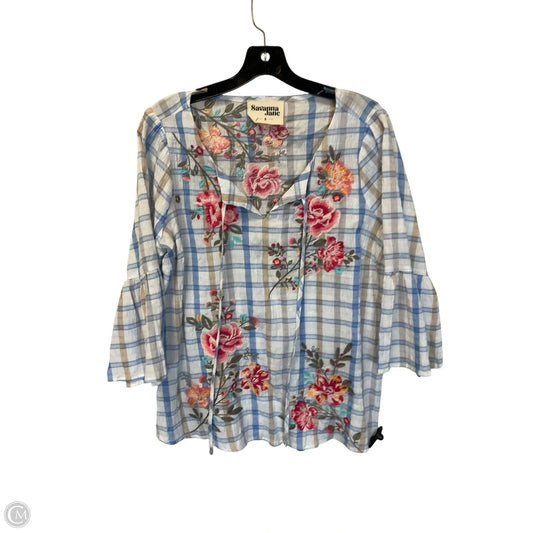 Top Long Sleeve By Savanna Jane In Blue, Size: S