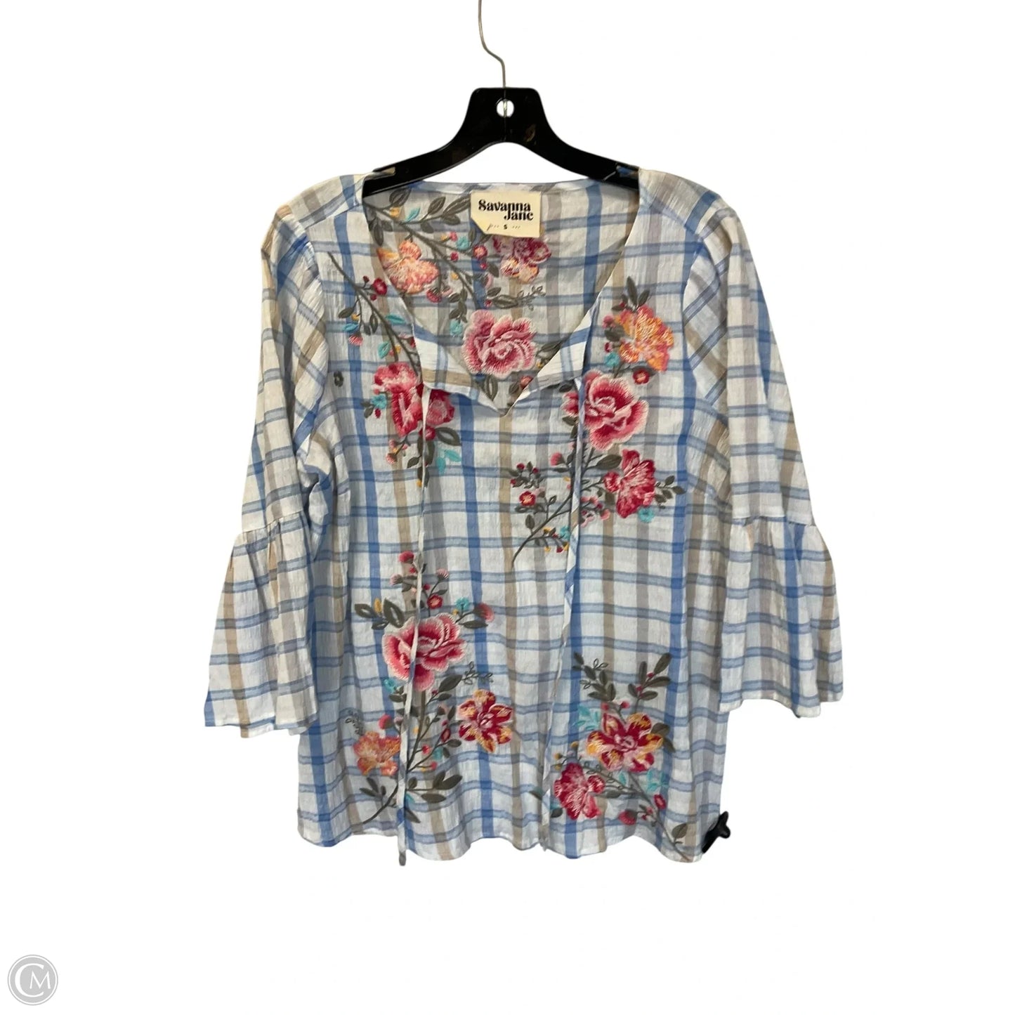 Top Long Sleeve By Savanna Jane In Blue, Size: S