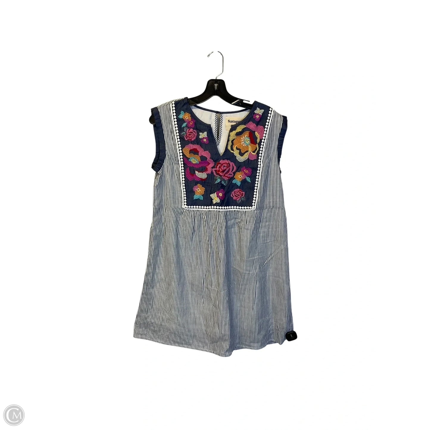 Dress Casual Short By Savanna Jane In Blue & White, Size: S