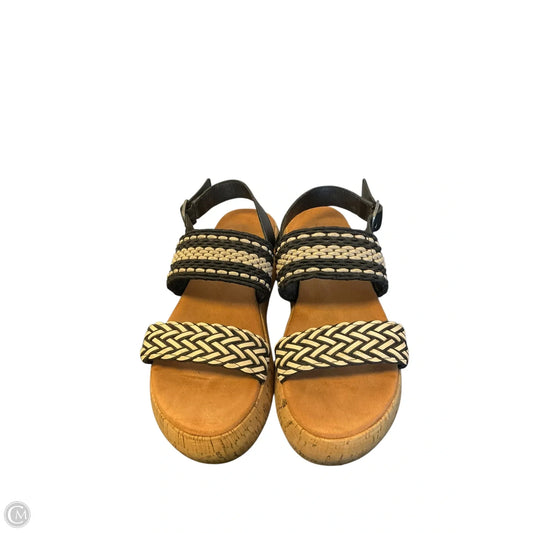Sandals Heels Platform By Lucky Brand In Black & Cream, Size: 6.5