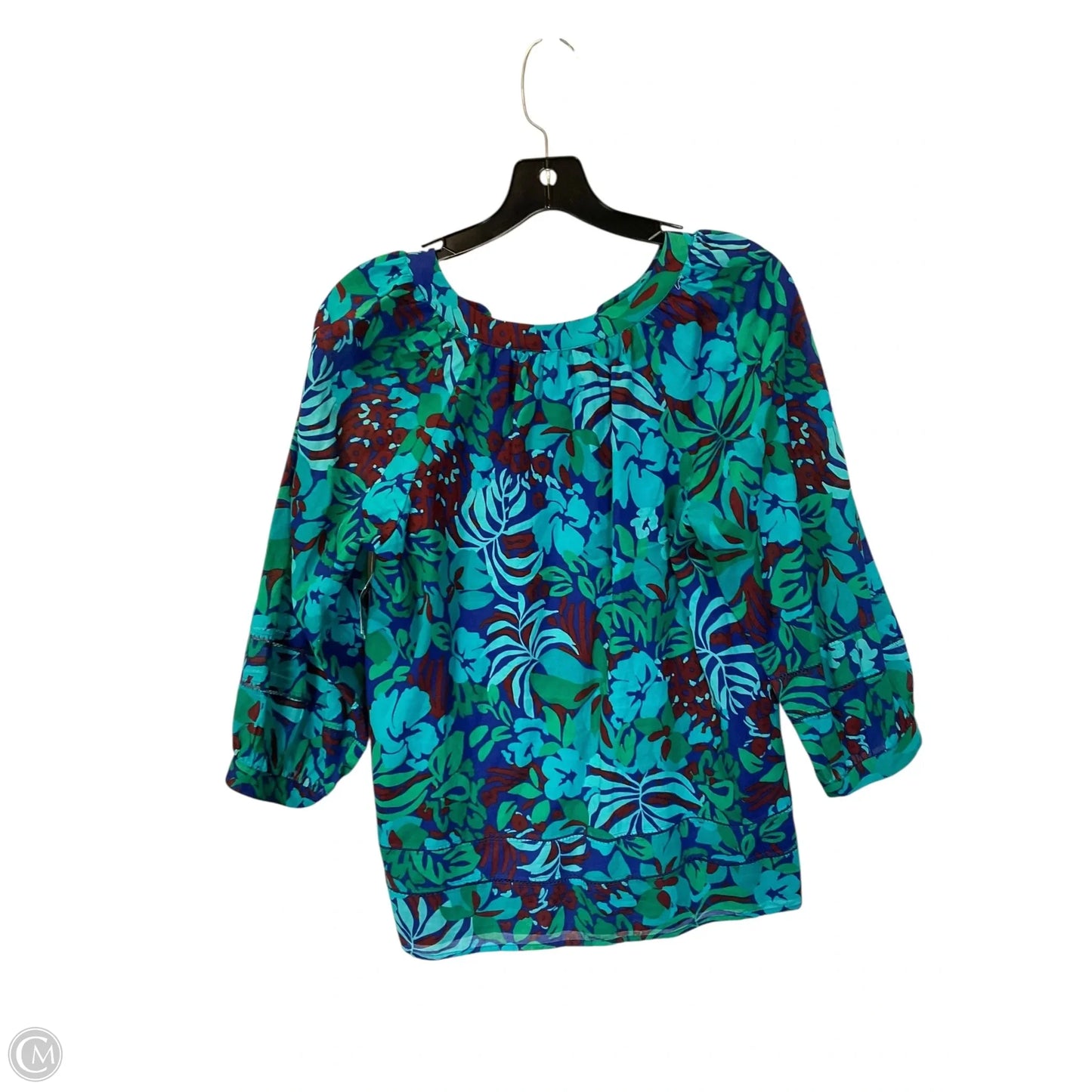 Top Long Sleeve By Trina Turk In Blue & Green, Size: S