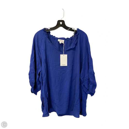 Top 3/4 Sleeve By Andree By Unit In Blue, Size: 2x