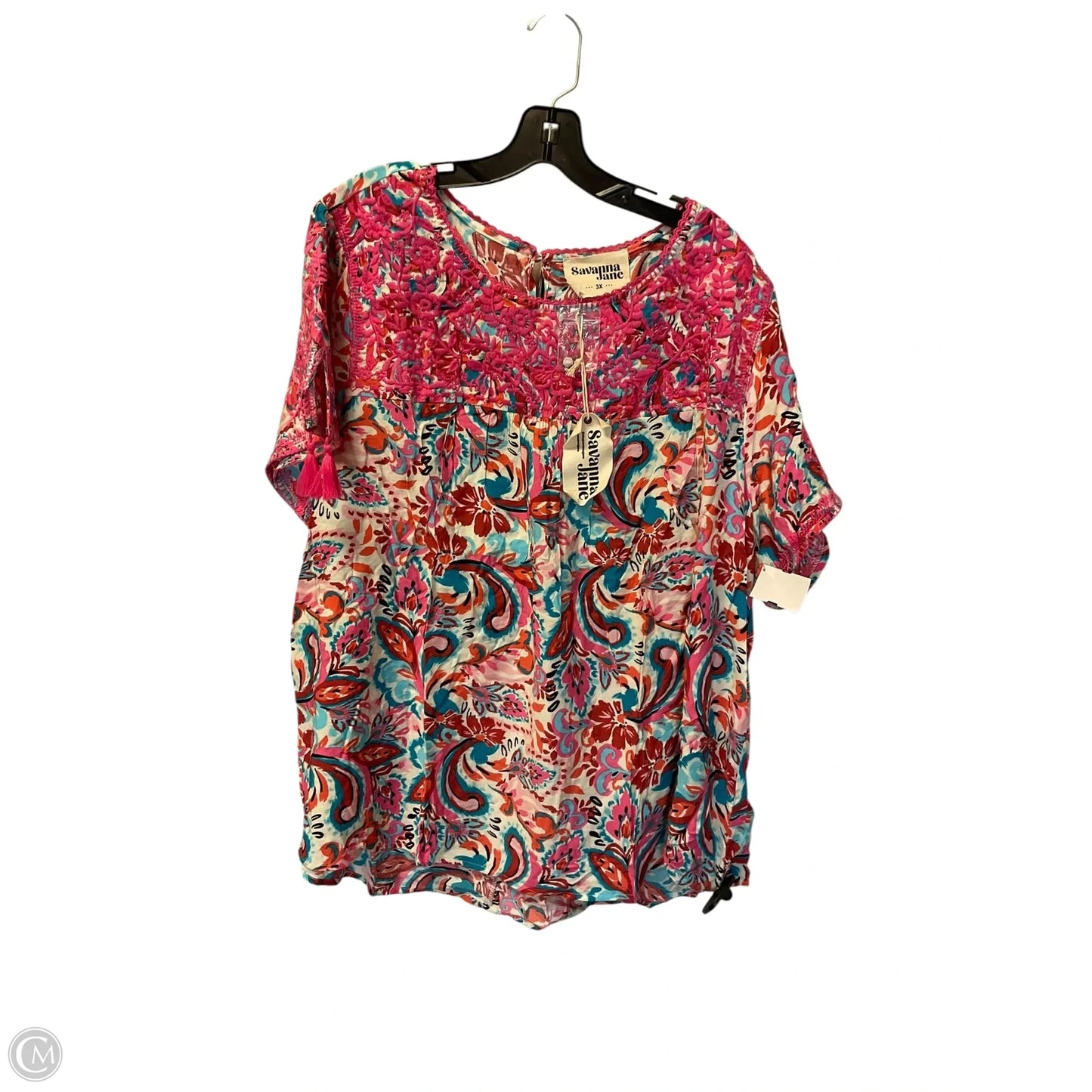 Top Short Sleeve By Savanna Jane In Pink, Size: 3x