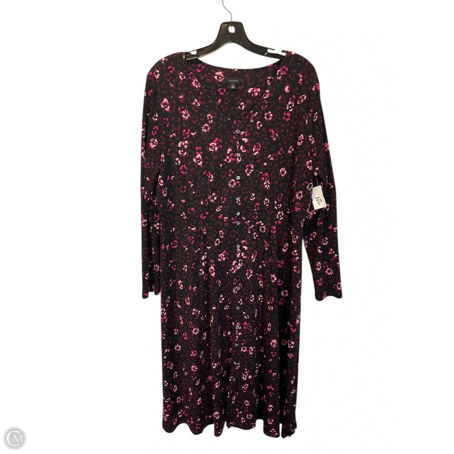 Dress Casual Midi By Talbots In Black & Pink, Size: Xl