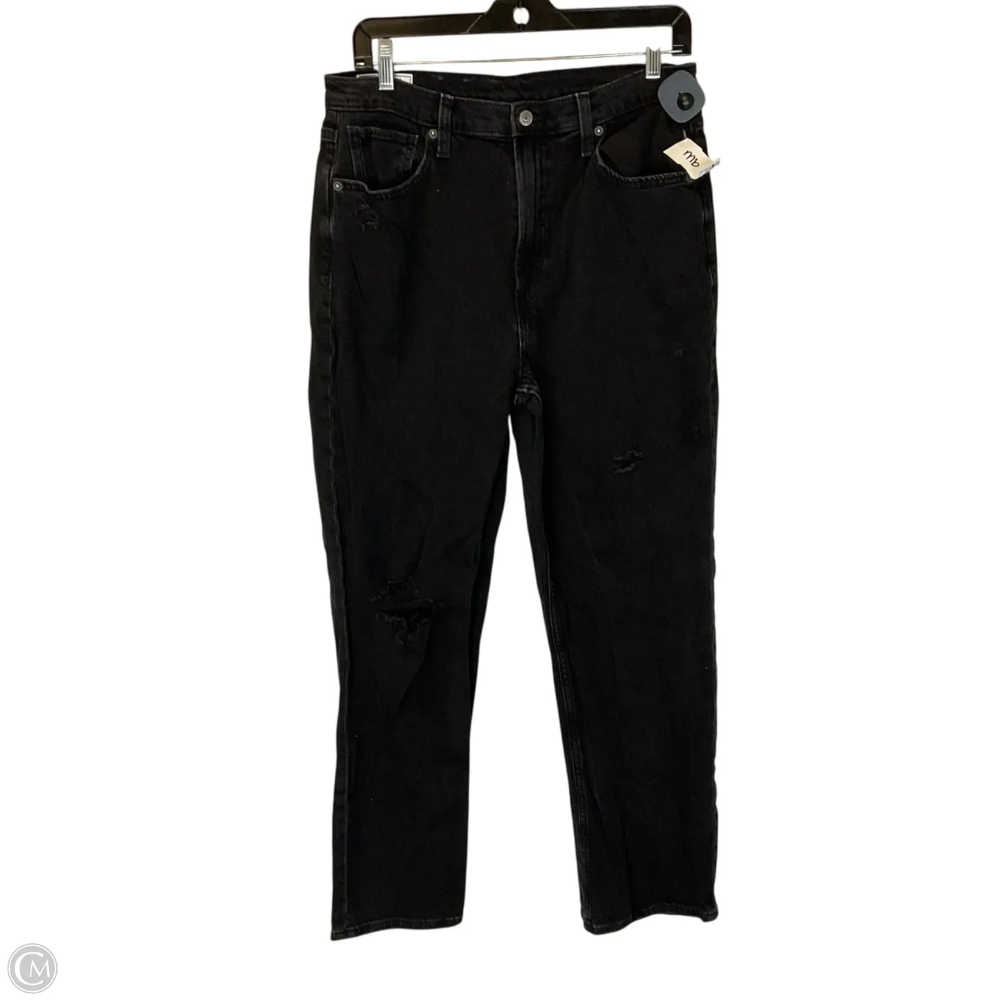 Jeans Straight By Gap In Black Denim, Size: 10
