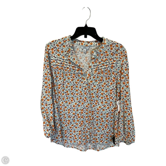 Top Long Sleeve By Croft And Barrow In Blue & Orange, Size: L