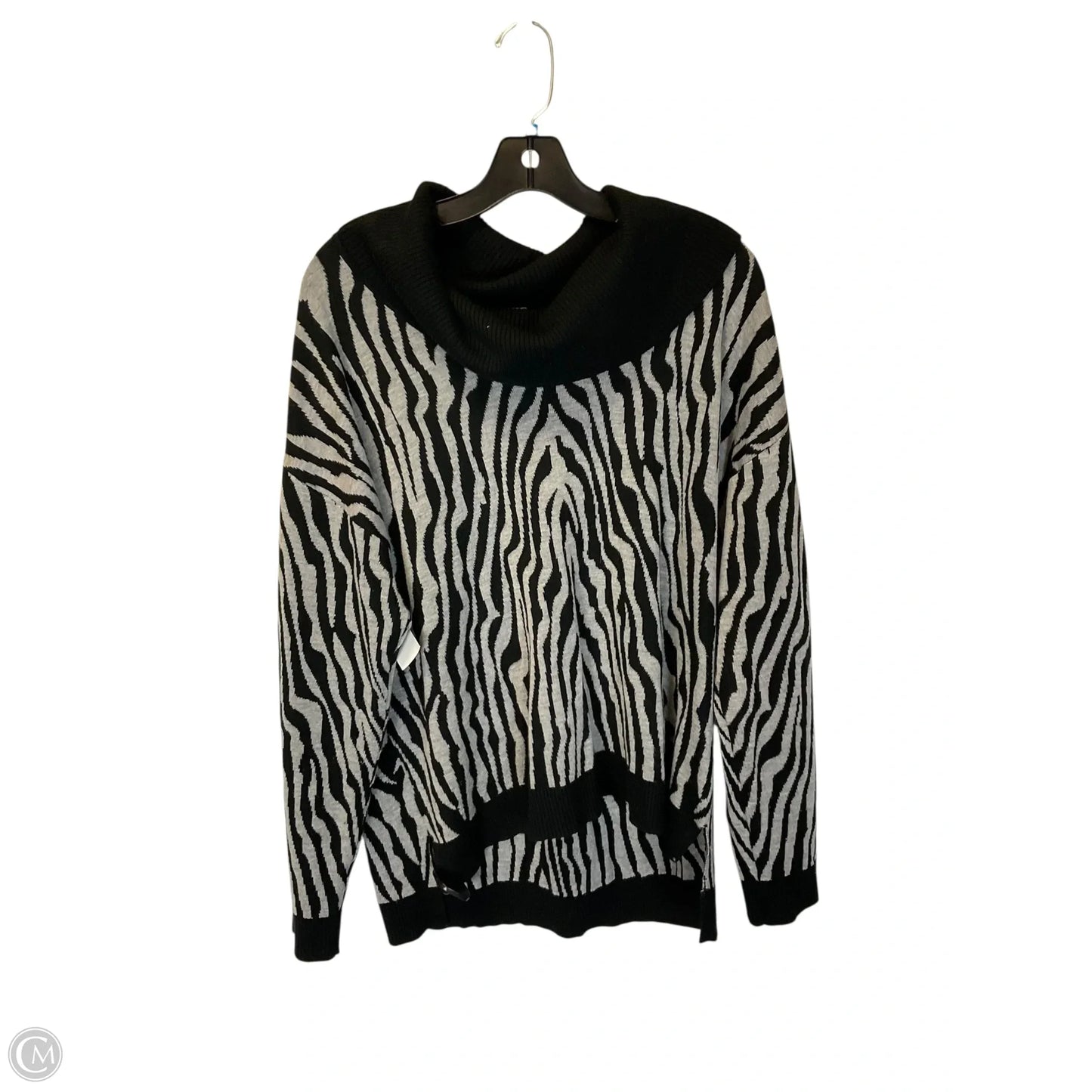 Top Long Sleeve By Calvin Klein In Black & Grey, Size: M