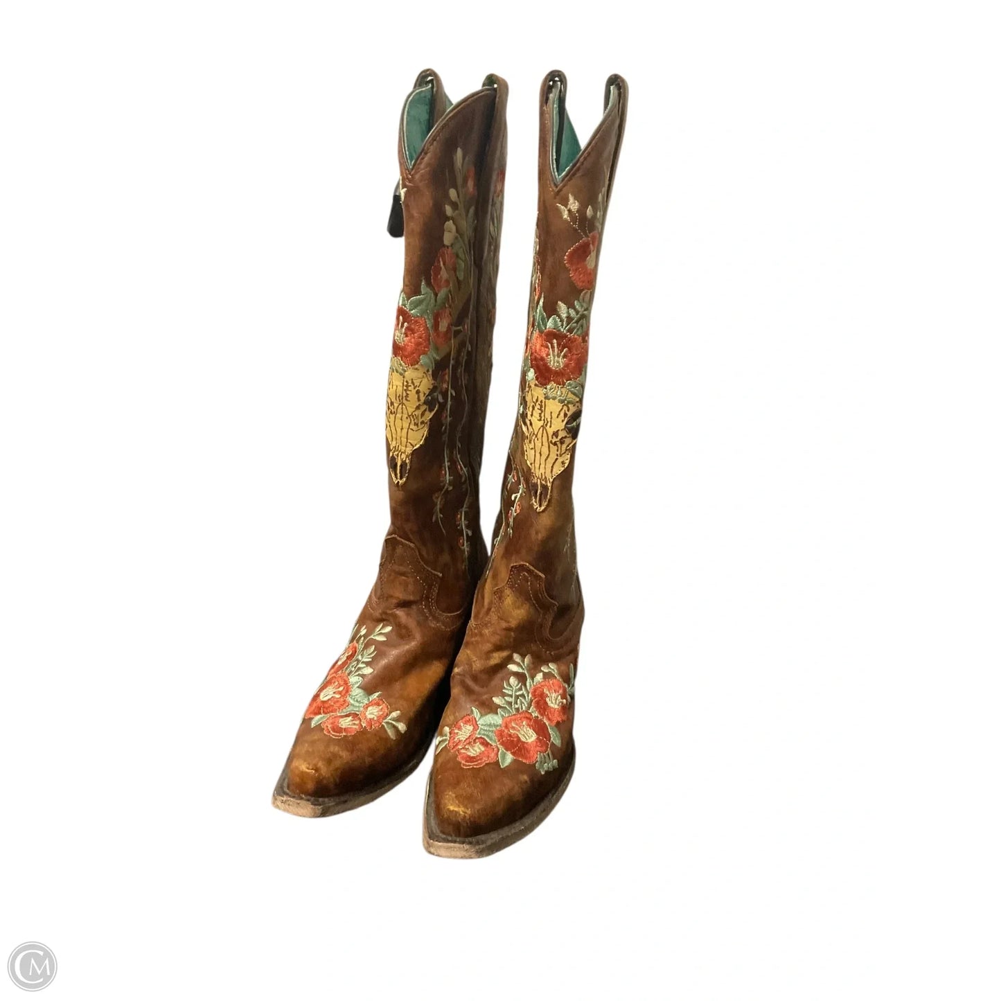 Boots Knee Heels By Corral In Tan, Size: 8.5