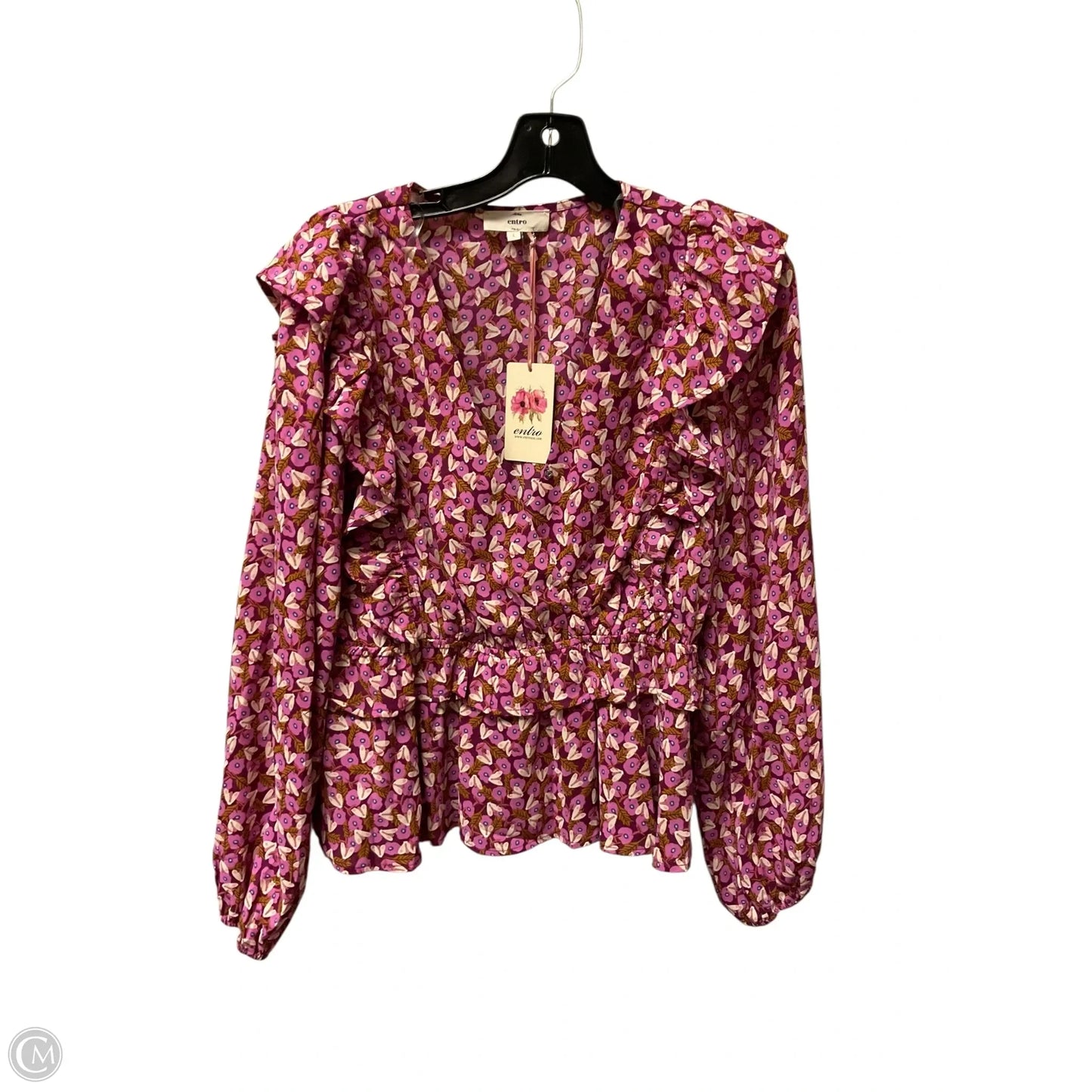 Top Long Sleeve By Entro In Floral Print, Size: L